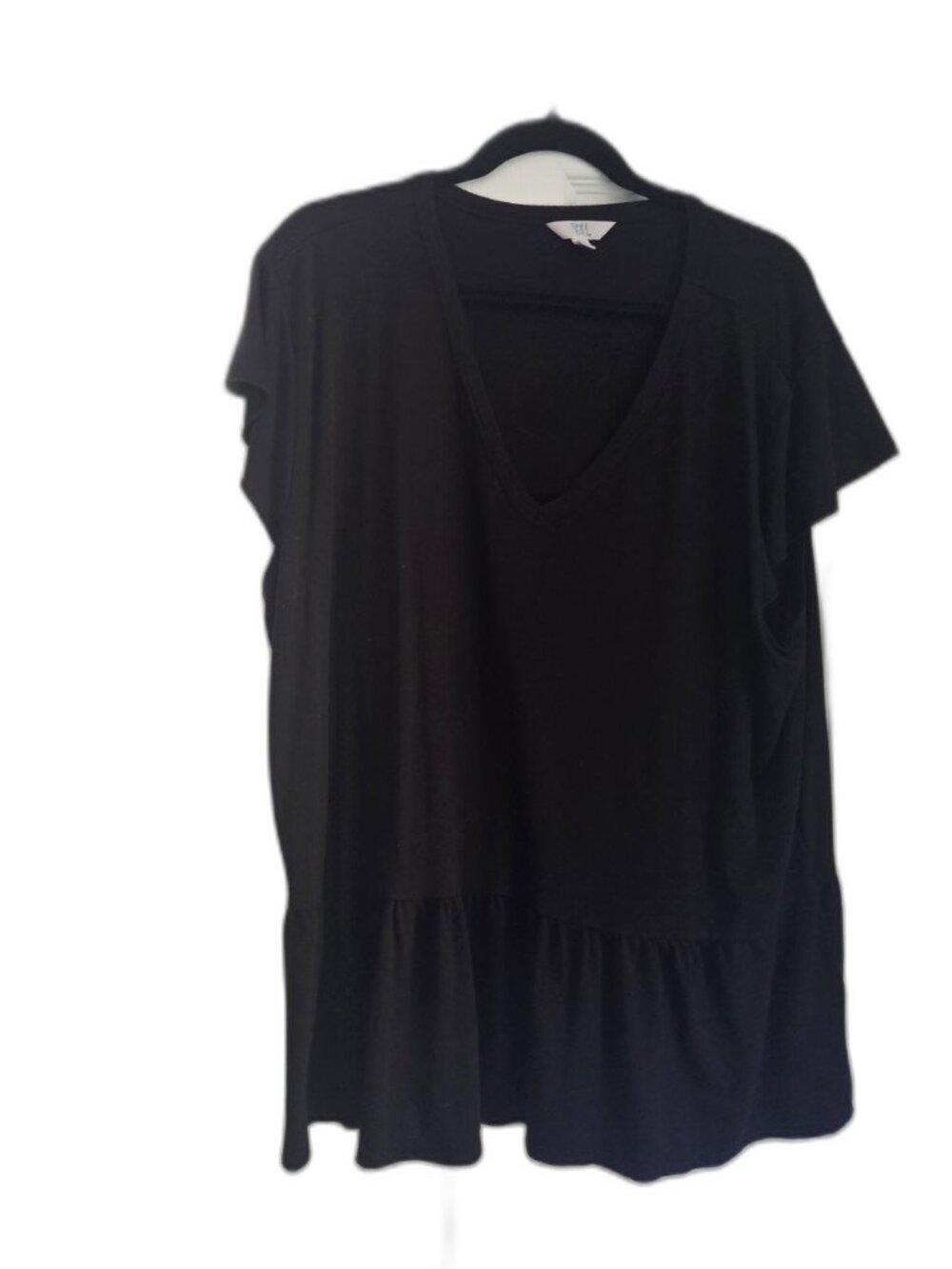 Time and Tru Black Flutter Sleeve Peplum Tunic Top 3XL (22) GUC